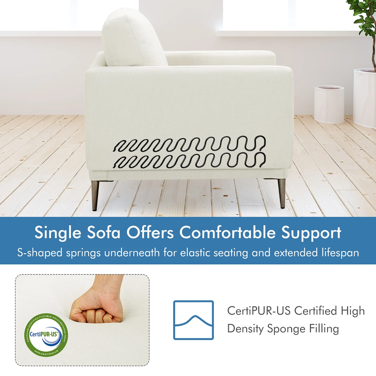 Costway Modern Upholstered Accent Chair Single Sofa Armchair Living Room Funiture 10 Costway Modern Upholstered Accent Chair Single Sofa Armchair Living Room Funiture - Image 8