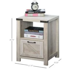 Industrial Side Table With 1 Drawer 1 Shelf Retro End Desk With Big Tabletop For Living Room Bedroom Dorm, Natural -Olsberg shop 2324335af4584b99bb3e0293d1bce521