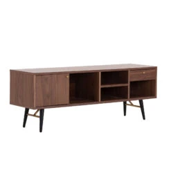 Mid Century Modern Low Profile Media Console TV Stand Walnut Stylish And Functional Sleek Design With Ample Storage Space 9 Mid Century Modern Low Profile Media Console TV Stand Walnut Stylish And Functional Sleek Design With Ample Storage Space -Olsberg shop 23a6b196f2f247709618ba018370e24c