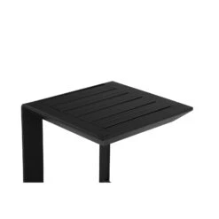 Kili 20 Inch Side End Table, Geometric Design, Jet Black Aluminum Frame-Benzara -Olsberg shop 23d72c7aa7c9441980bf1276b6e1fca9