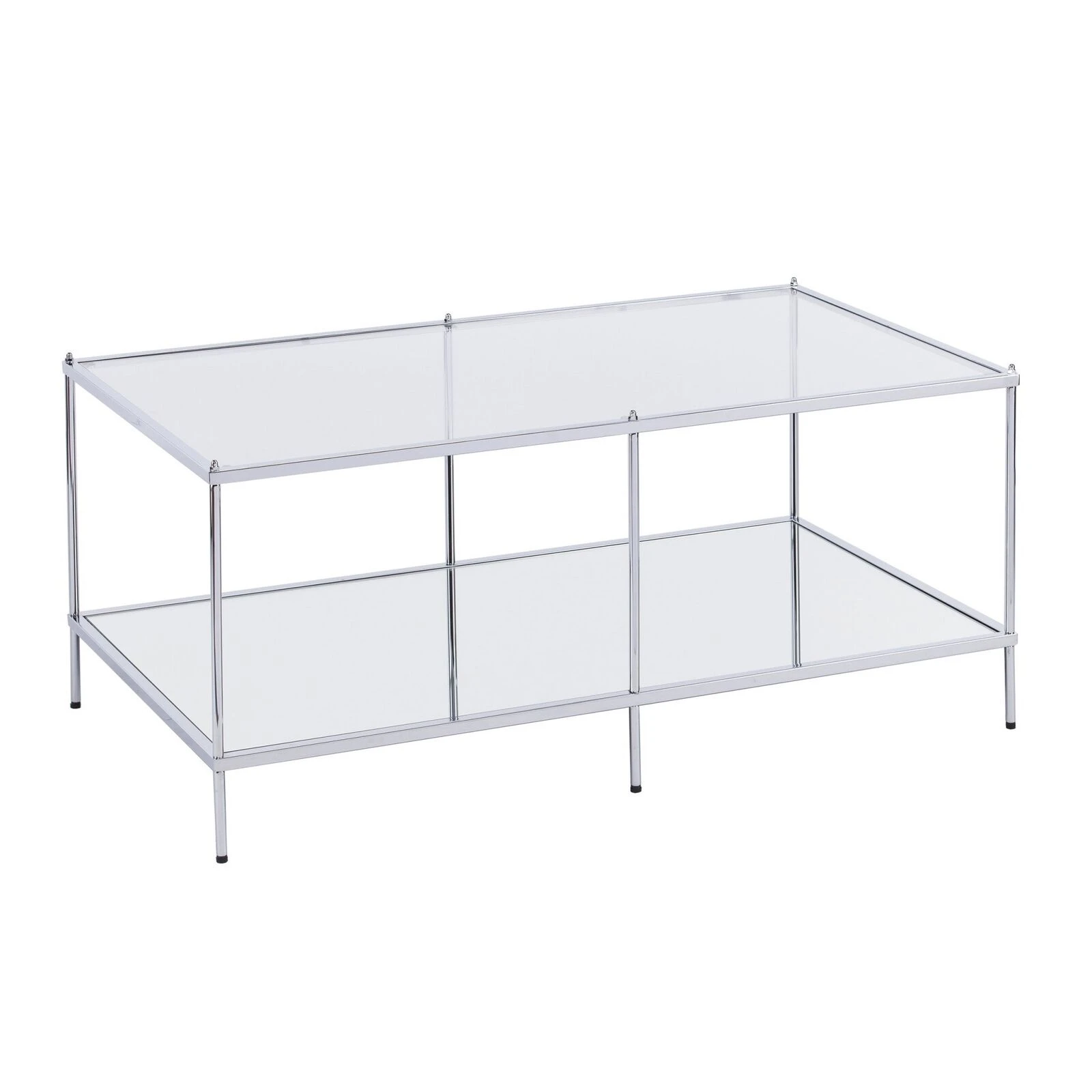 Homezia 42" Chrome Glass And Metal Rectangular Mirrored Coffee Table 6 Homezia 42" Chrome Glass And Metal Rectangular Mirrored Coffee Table - Image 4