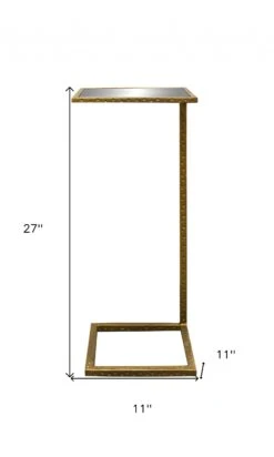 Homezia 27" Brass And Silver Mirrored And Iron Square End Table 13 Homezia 27" Brass And Silver Mirrored And Iron Square End Table -Olsberg shop 24633dbca2524802a7c324f2b0ebf517