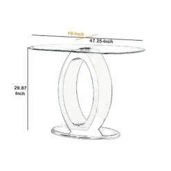 Contemporary Tempered Glass Top Sofa Table With O Shape Base, Black-Benzara -Olsberg shop 24d5f969c97d4b9eb143f3b006146660