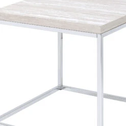 Homezia 24" Chrome And White Oak Manufactured Wood And Metal Square End Table 12 Homezia 24" Chrome And White Oak Manufactured Wood And Metal Square End Table -Olsberg shop 2588b86d654544ca9fc04ea942fca5ca