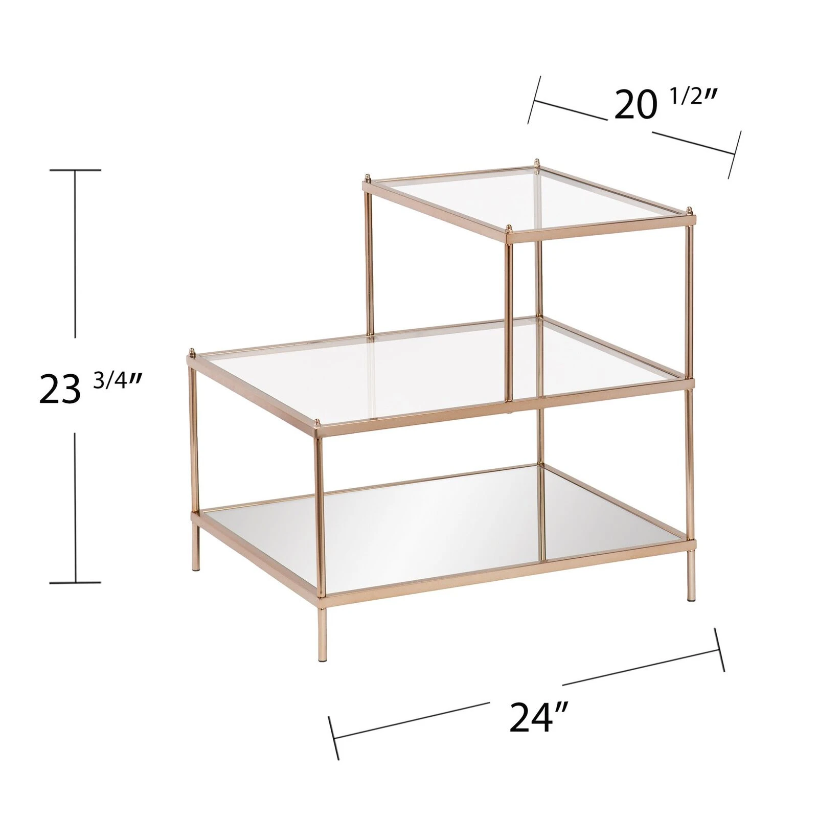 Homezia 24" Gold And Clear Glass Tiered Rectangular End Table 5 Homezia 24" Gold And Clear Glass Tiered Rectangular End Table - Image 3