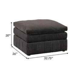 Luna 33 Inch Modular Ottoman, Three Layer Plush Cushioned Seat, Dark Gray-Benzara -Olsberg shop 25d0547bba5243dd89b9dbd8cc2ec9ff