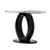 Contemporary Tempered Glass Top Sofa Table With O Shape Base, Black-Benzara -Olsberg shop 26ef7ee94edf4e3ea9c8309975f37155