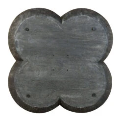 36 Inch Artisanal Classic Coffee Table, Clover Leaf Drum Shaped Mango Wood Frame, Gray-Benzara -Olsberg shop 295bbe8c615d45d193986011b36c44d1