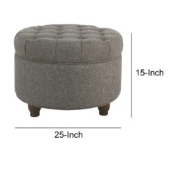 Fabric Upholstered Wooden Ottoman With Tufted Lift Off Lid Storage, Dark Gray-Benzara -Olsberg shop 2a1770b4aaa04df38d5732065af76ccd