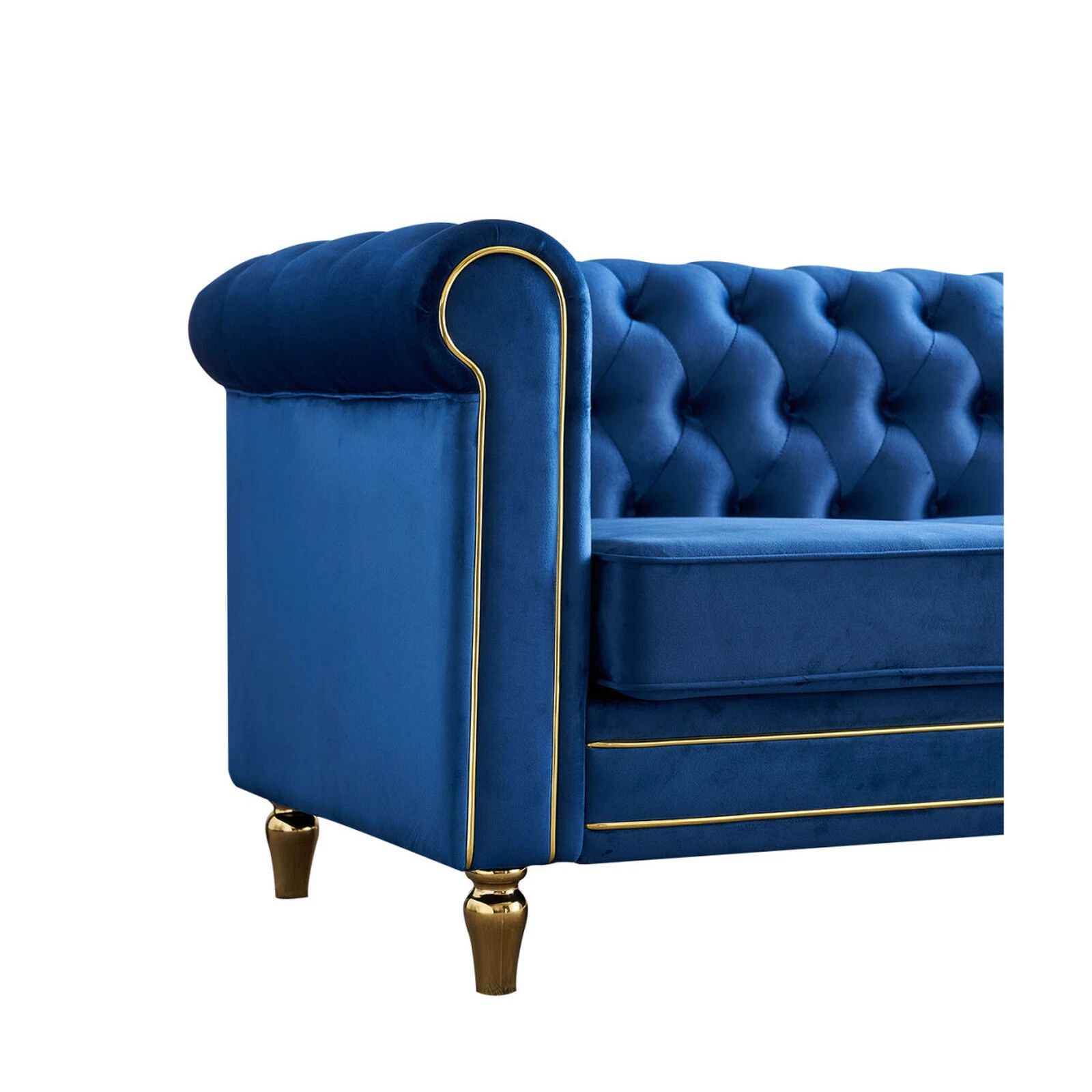 Chesterfield Velvet Sofa 84.65 Inch For Living Room BLUE Color 9 Chesterfield Velvet Sofa 84.65 Inch For Living Room BLUE Color - Image 7