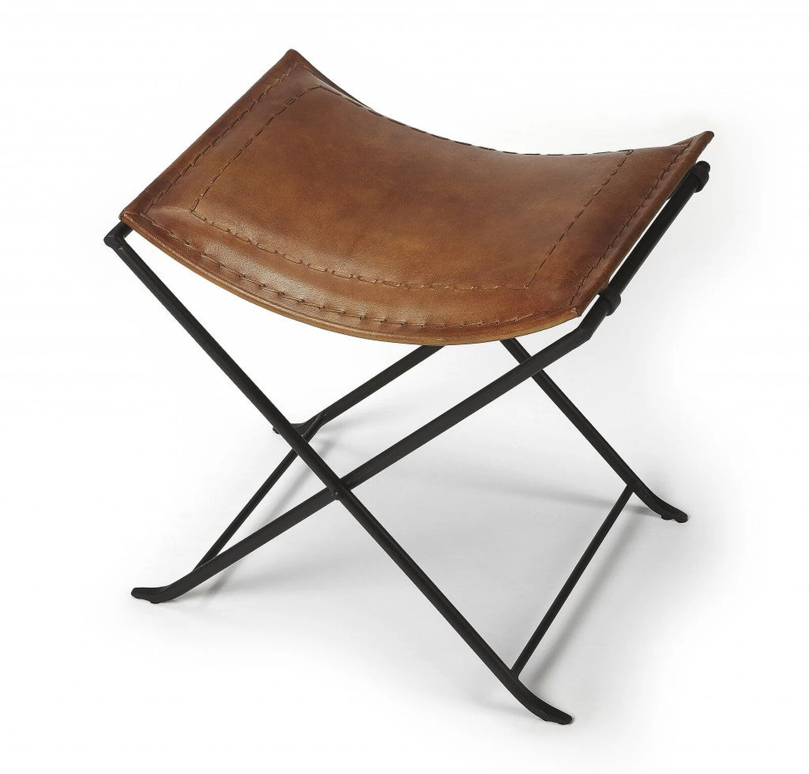 Homezia Foldable Brown Leather Stool 5 Homezia Foldable Brown Leather Stool - Image 3