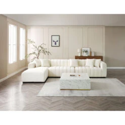 Modern Square Coffee Table Low Gloss Marble White Finish End Table For Living Room 39.37" W X 13.78" H -Olsberg shop 2ed3863536be4b7094d34cb786fcee1d