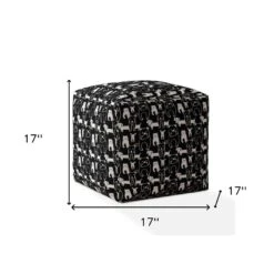 Homezia 17" Black Cotton Dog Print Pouf Ottoman 9 Homezia 17" Black Cotton Dog Print Pouf Ottoman -Olsberg shop 2ee18b6adb48482381fba52ceae2b0fb