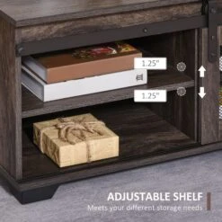 Farmhouse Coffee Table With Sliding Mesh Barn Door, Storage Cabinet, And Adjustable Shelves For Living Room, Dark Brown 11 Farmhouse Coffee Table With Sliding Mesh Barn Door, Storage Cabinet, And Adjustable Shelves For Living Room, Dark Brown -Olsberg shop 2f287b0180b7440e9c07bfc9062b0c06