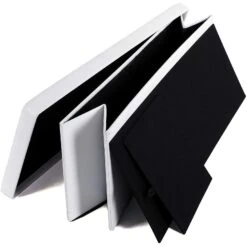 Rectangular Button Tufted Leatherette Storage Ottoman Bench, White-Benzara 9 Rectangular Button Tufted Leatherette Storage Ottoman Bench, White-Benzara -Olsberg shop 30e1b3efc7b9460ab830112bbdf98bbe