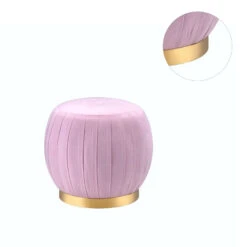 Round Ottoman With Gold Base In Pink -Olsberg shop 318b9898d7f64297a9ccba4a8ad6cf42