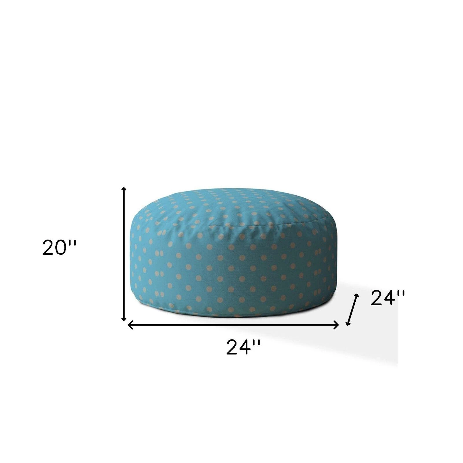 Homezia 24" Blue And Grey Round Polka Dots Ottoman 6 Homezia 24" Blue And Grey Round Polka Dots Ottoman - Image 4