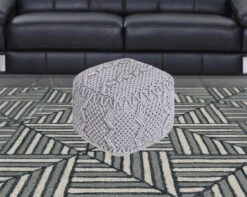Homezia 18" Light Grey Cotton Blend Pouf Cube Ottoman -Olsberg shop 326cef7b40c448a59f25fe4f5fcc9727