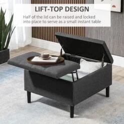30" Storage Ottoman, Tufted Fabric Upholstered Square Coffee Table With Lift Top, Accent Footrest Footstool For Living Room, Dark Grey -Olsberg shop 329beb3b6be34e0dbeca30d3f2d60ea6