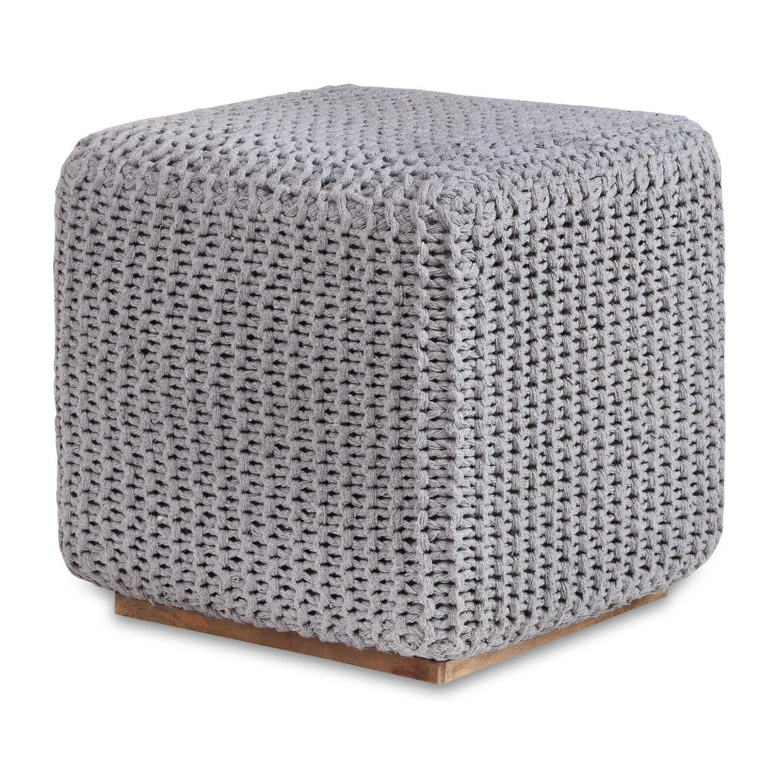Homezia 16" Light Grey Cotton Blend Pouf Cube Ottoman 2 Homezia 16" Light Grey Cotton Blend Pouf Cube Ottoman