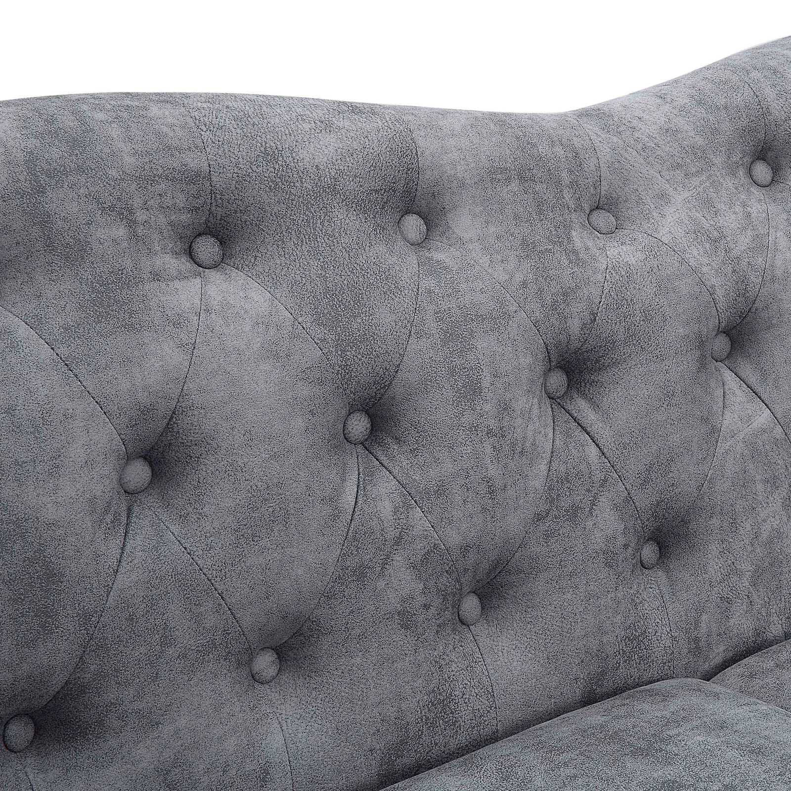 Classic Traditional Living Room Upholstered Sofa With High-tech Fabric Surface/ Chesterfield Tufted Fabric Sofa Couch, Large-Grey 5 Classic Traditional Living Room Upholstered Sofa With High-tech Fabric Surface/ Chesterfield Tufted Fabric Sofa Couch, Large-Grey - Image 3