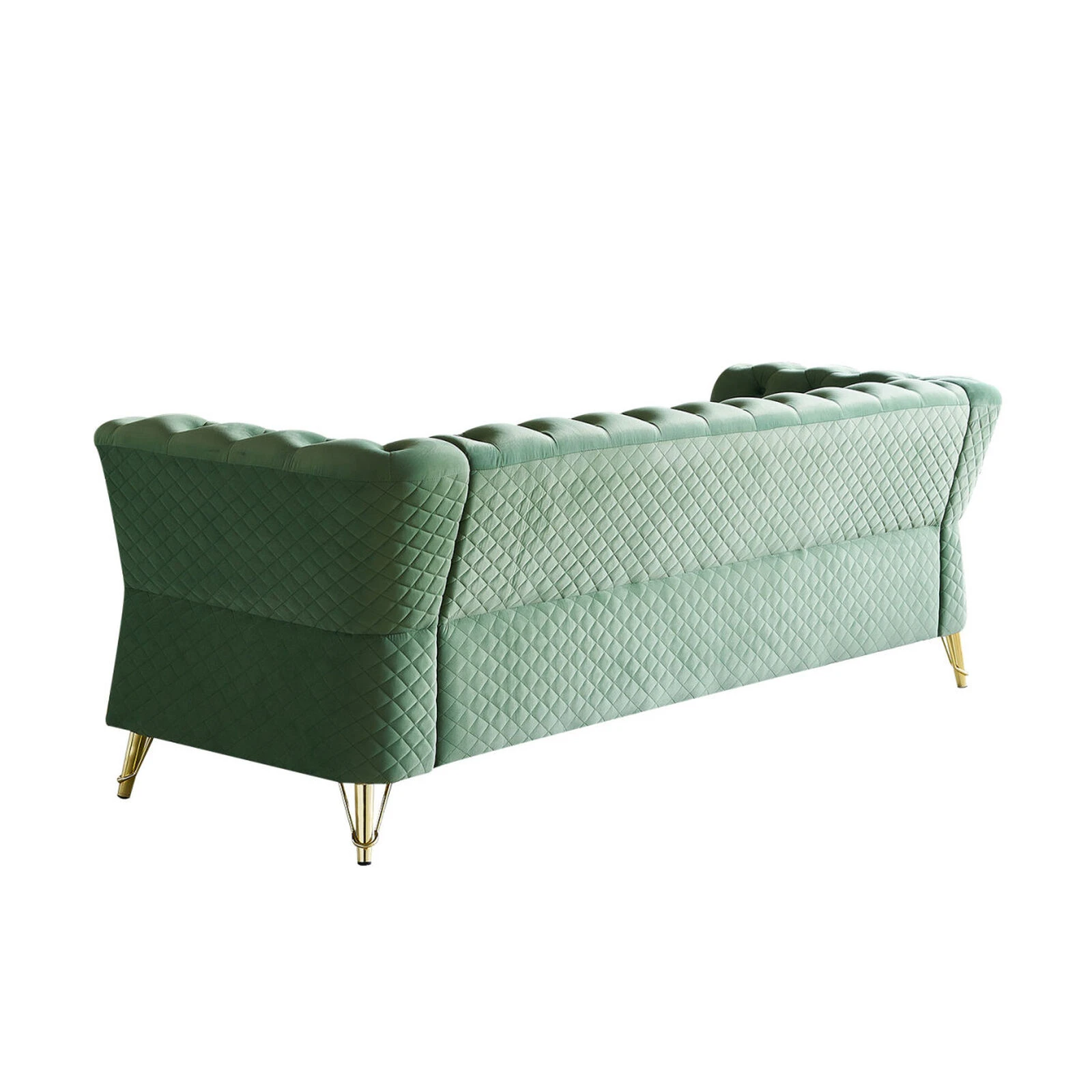 Modern Tufted Velvet Sofa 87.4 Inch For Living Room Mint Green Color 6 Modern Tufted Velvet Sofa 87.4 Inch For Living Room Mint Green Color - Image 4