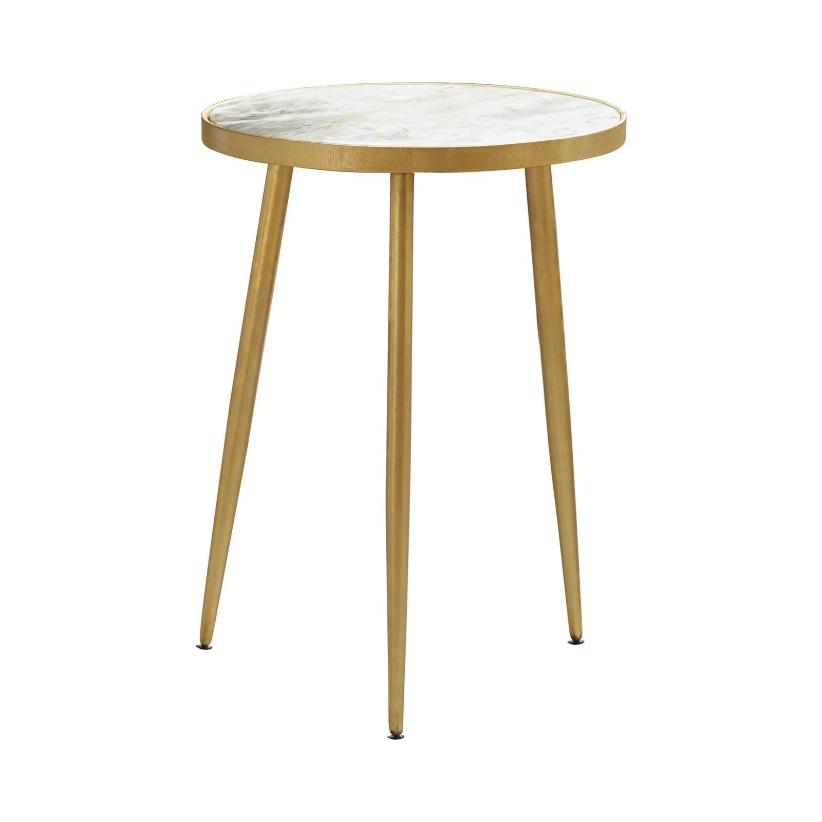 22 Inch Modern Accent Table, Round Marble Top, White, Gold 3 22 Inch Modern Accent Table, Round Marble Top, White, Gold