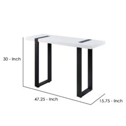 Two Tone Modern Sofa Table With Metal Legs, White And Black-Benzara -Olsberg shop 348aa4a7494e4cd1bc278160be7975cf