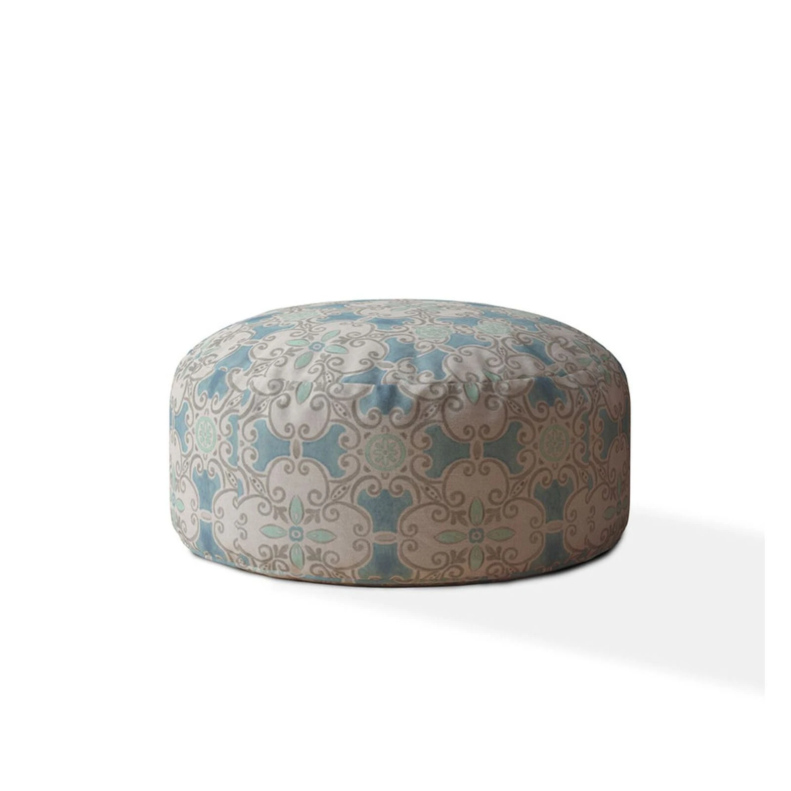 Homezia 24" Flax Round Ikat Pouf Ottoman 3 Homezia 24" Flax Round Ikat Pouf Ottoman