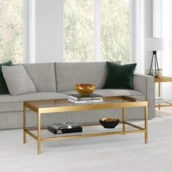 Henn & Hart Alexis 45 In. Brass Finish Coffee Table