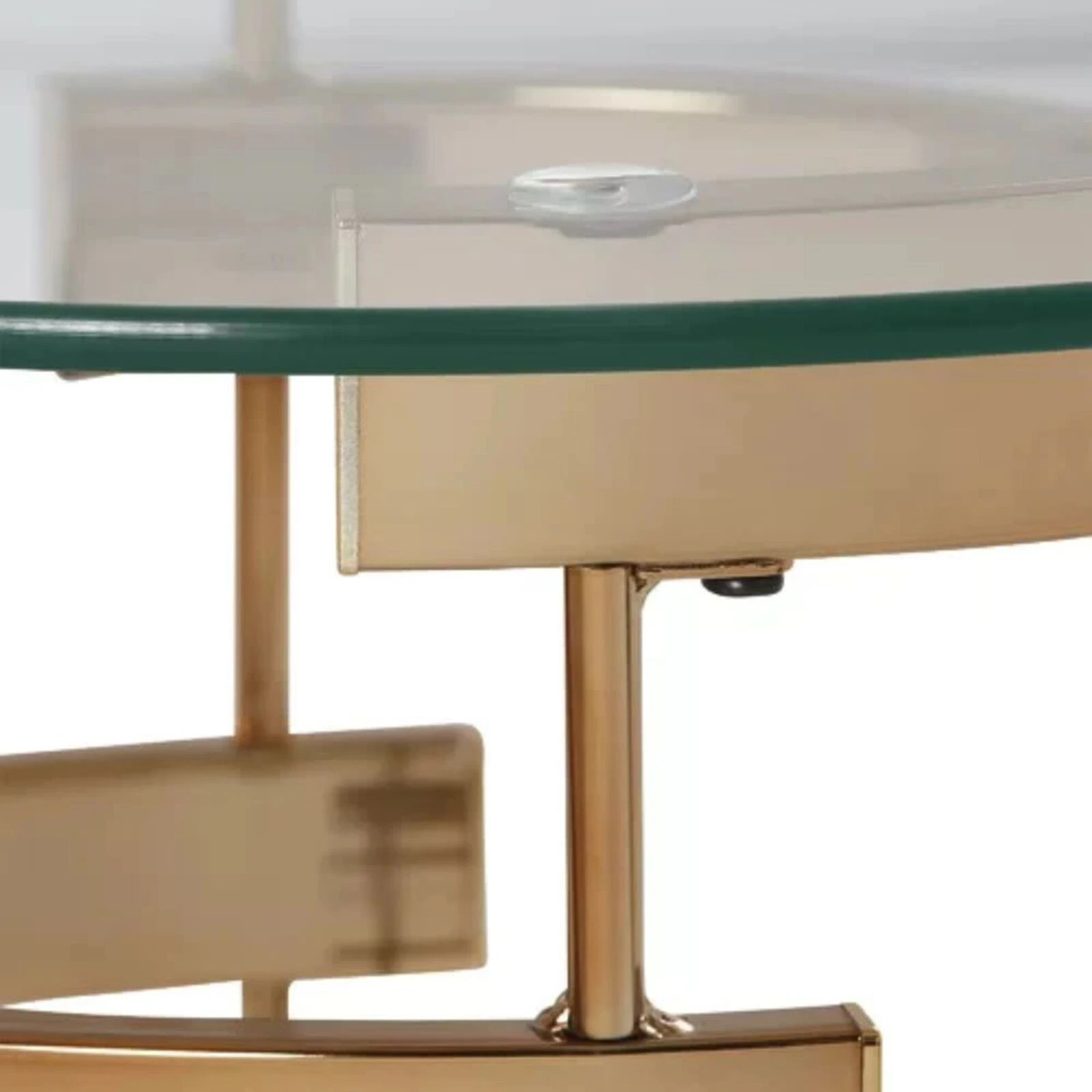 Homezia 21" Champagne Glass And Iron Round End Table 7 Homezia 21" Champagne Glass And Iron Round End Table - Image 5