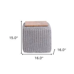 Homezia 16" Light Grey Cotton Blend Pouf Cube Ottoman 12 Homezia 16" Light Grey Cotton Blend Pouf Cube Ottoman -Olsberg shop 36825d76a9be4ebe87a8d22d3b0ba6a8