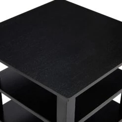 19 Inch Handcrafted Rubberwood Square Side End Table, 2 Shelves, Chamfered Legs, Black-Benzara -Olsberg shop 36d9500b4c044d88b6124b5111091c32