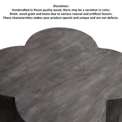 36 Inch Artisanal Classic Coffee Table, Clover Leaf Drum Shaped Mango Wood Frame, Gray-Benzara -Olsberg shop 37b3fd4a2a6c48e7b835535a4081cf41