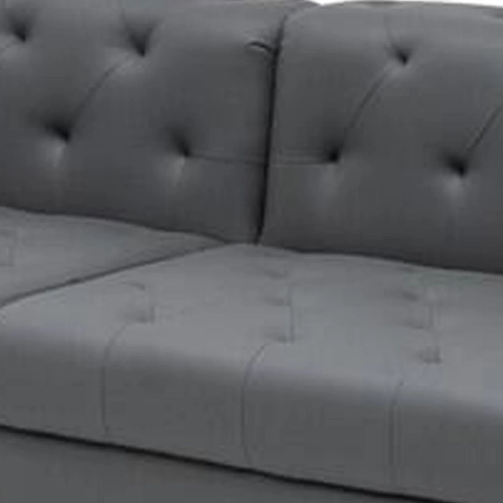 Ella 120 Inch 4 Seater Sofa, Deep Button Tufted, Gray Vegan Faux Leather-Benzara 5 Ella 120 Inch 4 Seater Sofa, Deep Button Tufted, Gray Vegan Faux Leather-Benzara - Image 3