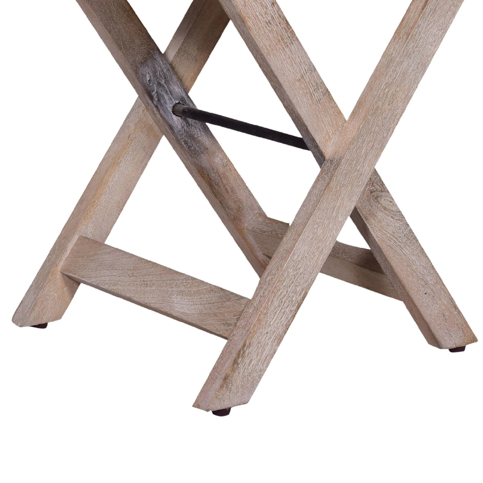 22 Inch Farmhouse Square Tray Top End Table, Mango Wood, X Shape Foldable Frame, Washed White-Benzara 9 22 Inch Farmhouse Square Tray Top End Table, Mango Wood, X Shape Foldable Frame, Washed White-Benzara - Image 7