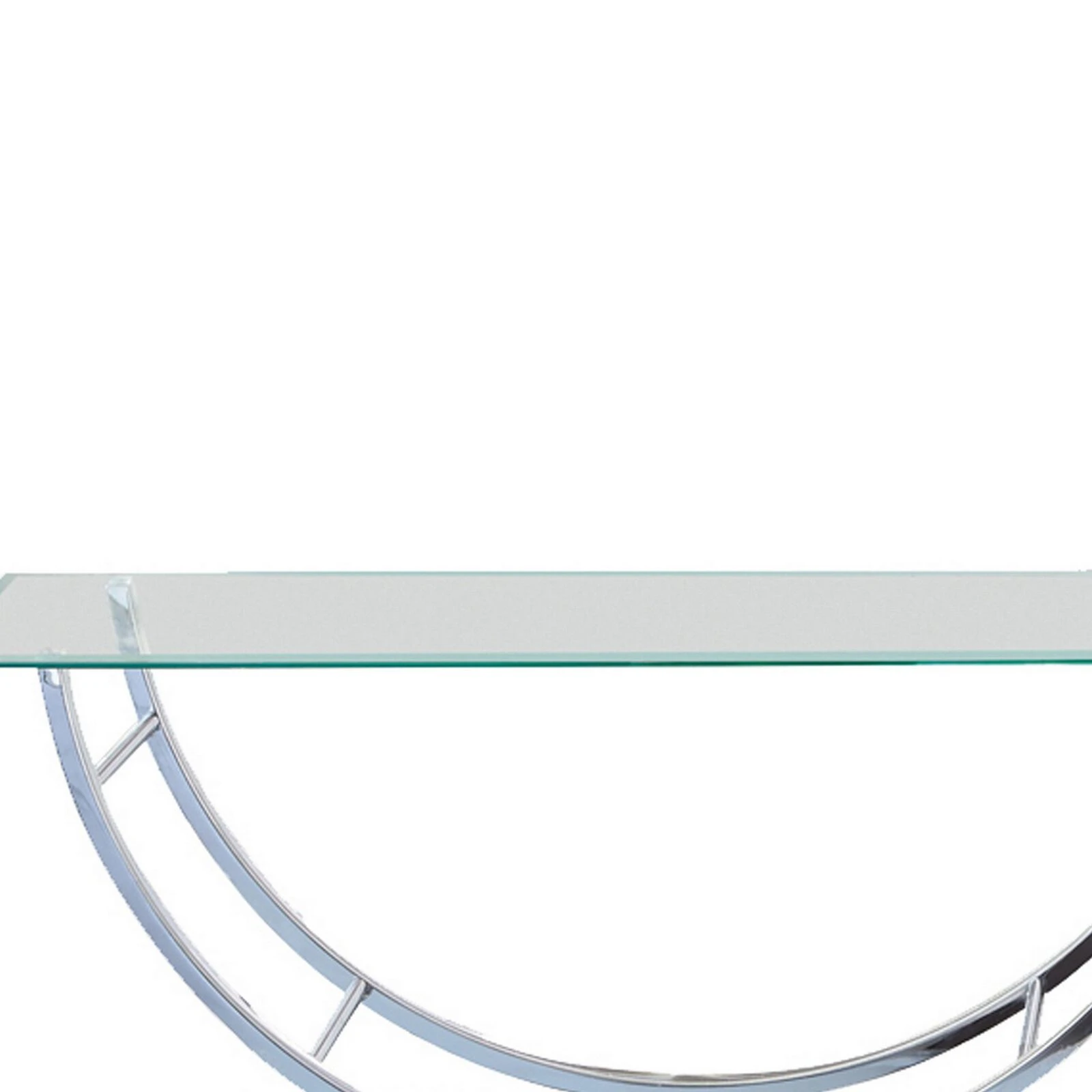 Tempered Glass Top Coffee Table With U Shape Metal Frame, Chrome And Clear-Benzara 4 Tempered Glass Top Coffee Table With U Shape Metal Frame, Chrome And Clear-Benzara - Image 2