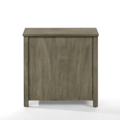Dane 24 Inch Side End Table, Shutter Style Door Cabinet, Warm Gray Finish-Benzara -Olsberg shop 3d1ccf089c794566a61b9897733bd1b1