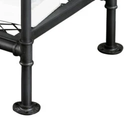 End Table With Plank Top And Mesh Shelf, Brown And Gray- Benzara -Olsberg shop 3d42bdbe303048628d0c2706508a785b