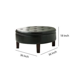 Traditional Round Tufted Storage Ottoman, Dark Brown-Benzara 11 Traditional Round Tufted Storage Ottoman, Dark Brown-Benzara -Olsberg shop 437ea3326d1d4c4b8032c6e0a12b8472