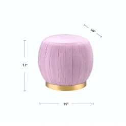 Round Ottoman With Gold Base In Pink -Olsberg shop 4430ba316fac49ba98a3d1943d243203