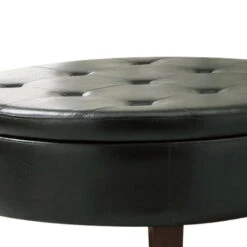 Traditional Round Tufted Storage Ottoman, Dark Brown-Benzara 10 Traditional Round Tufted Storage Ottoman, Dark Brown-Benzara -Olsberg shop 48d6274db66940ae877a388d86b7bf49