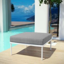 Harmony Outdoor Patio Aluminum Ottoman-Benzara -Olsberg shop 4984955aaa464936bba2b99133e7245f