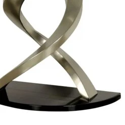 Sofa Table With Twisted Metal Base And Semi Circular Glass Top, Silver-Benzara -Olsberg shop 4a730b69528c45dda3fb5ce9936a6e70