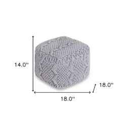 Homezia 18" Light Grey Cotton Blend Pouf Cube Ottoman -Olsberg shop 4a80aa4f86b243b590957adf7884ec8c