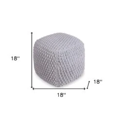 Homezia 18" Light Grey Cotton Blend Cube Pouf Ottoman -Olsberg shop 4b459546bce64dc1a0ec543541aed576