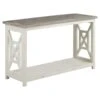 Solid Wood Sofa Console Table With X Shape Side Panels, White And Brown-Benzara -Olsberg shop 4c72b4d20fd44fd2b98858a9de19ab67