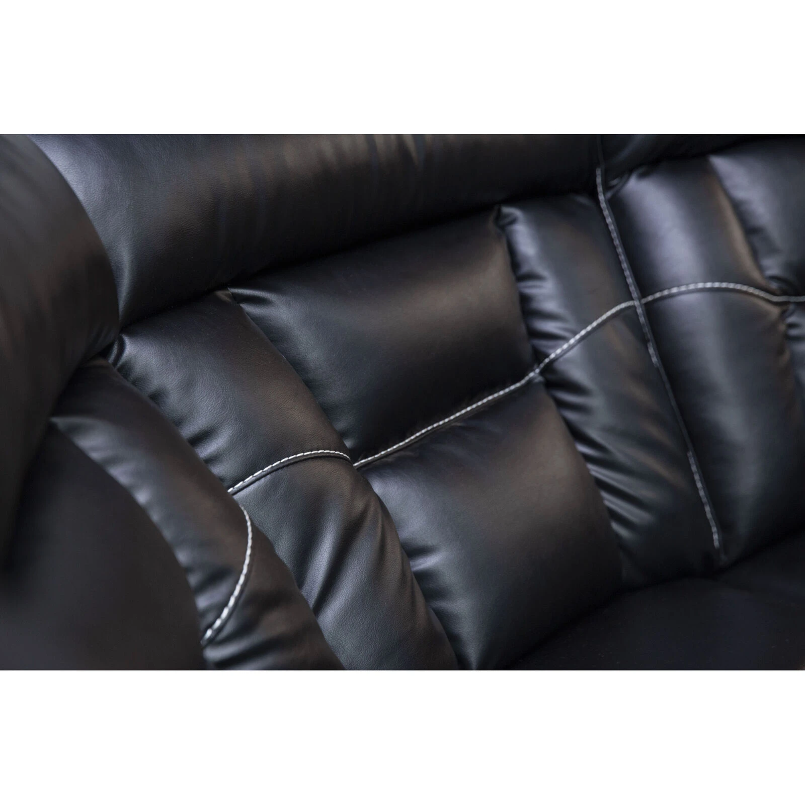 Manual Reclining Sofa Faux Leather Sofa Set Black 9 Manual Reclining Sofa Faux Leather Sofa Set Black - Image 7