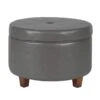 Leatherette Upholstered Wooden Ottoman With Single Button Tufted Lift Top Storage, Gray, Large-Benzara -Olsberg shop 4dc8502cc2fd4ed297d9ded5d0699f46