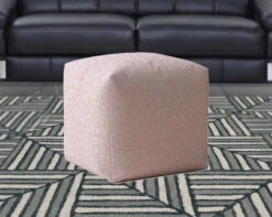 Homezia 17" Pink Cotton Abstract Pouf Ottoman 11 Homezia 17" Pink Cotton Abstract Pouf Ottoman -Olsberg shop 4de26a75f61645e19f10ca54663956f8